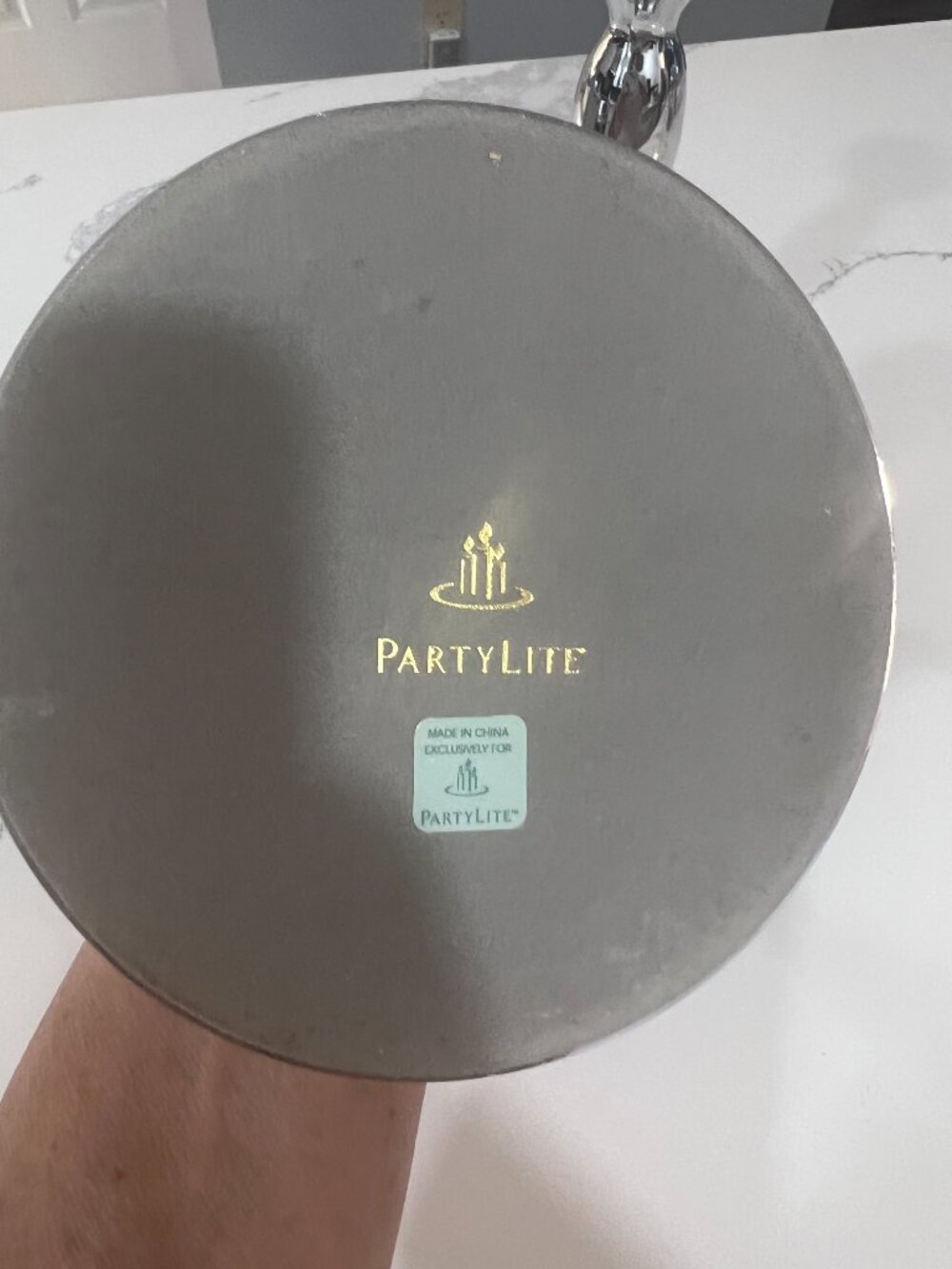 PartyLite Chrome Taper Holders with White Radiance Peglites -set of 2 - Picture 7 of 7